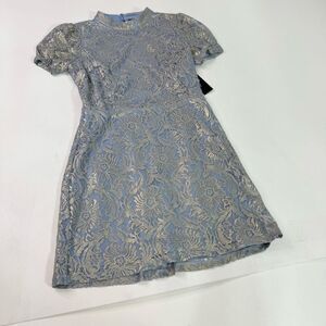 Lulu's Blue and Gold Mini Dress